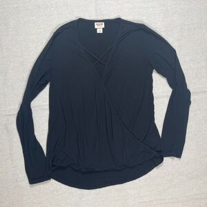 Mossimo Supply Co. | Black Surplice Long Sleeve Top | XS